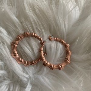 Rose gold bamboo hoops